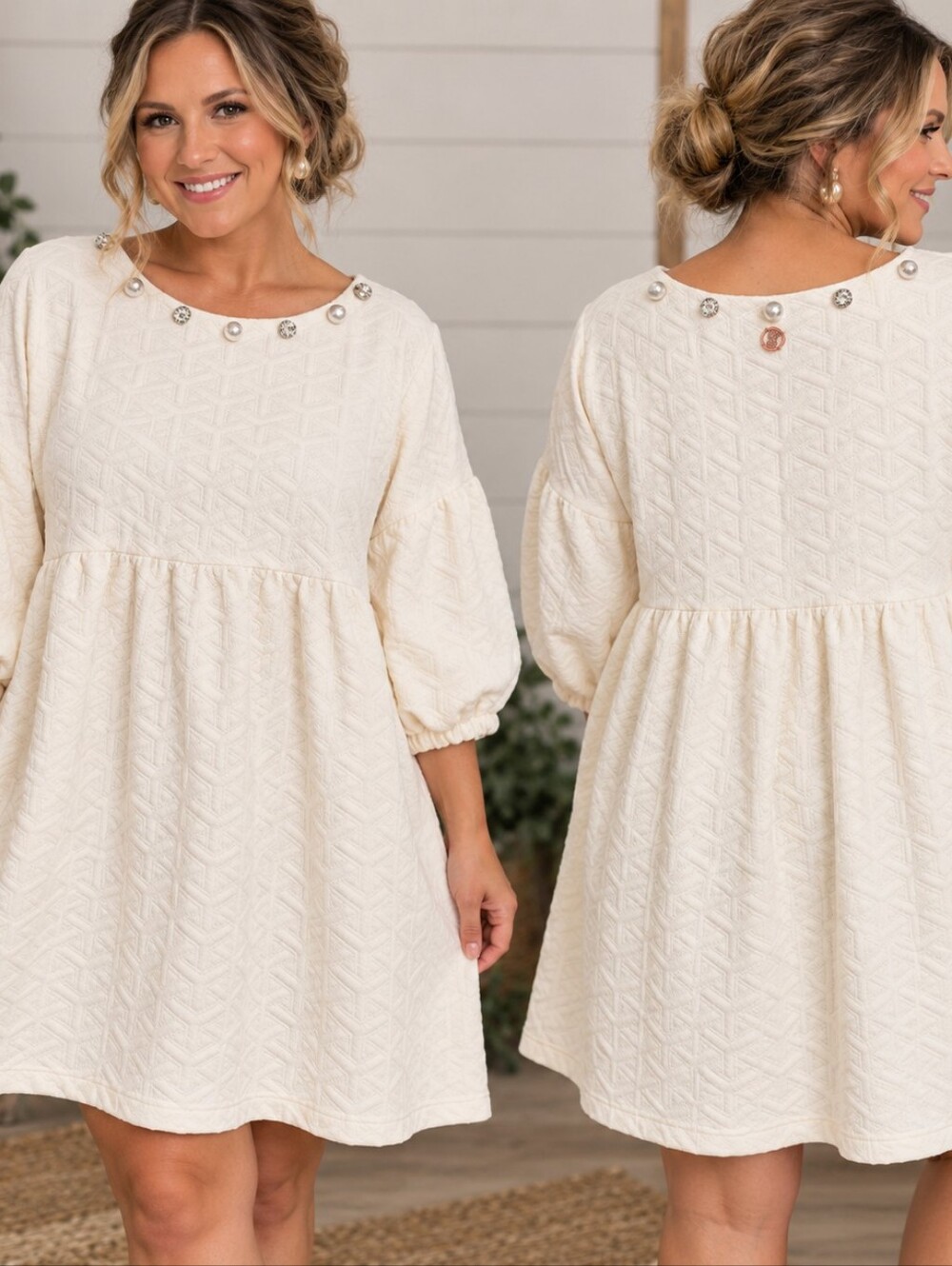 Simply Southern XL Ivory Textured Dress Southern Preppy Coastal Grandmother Cott